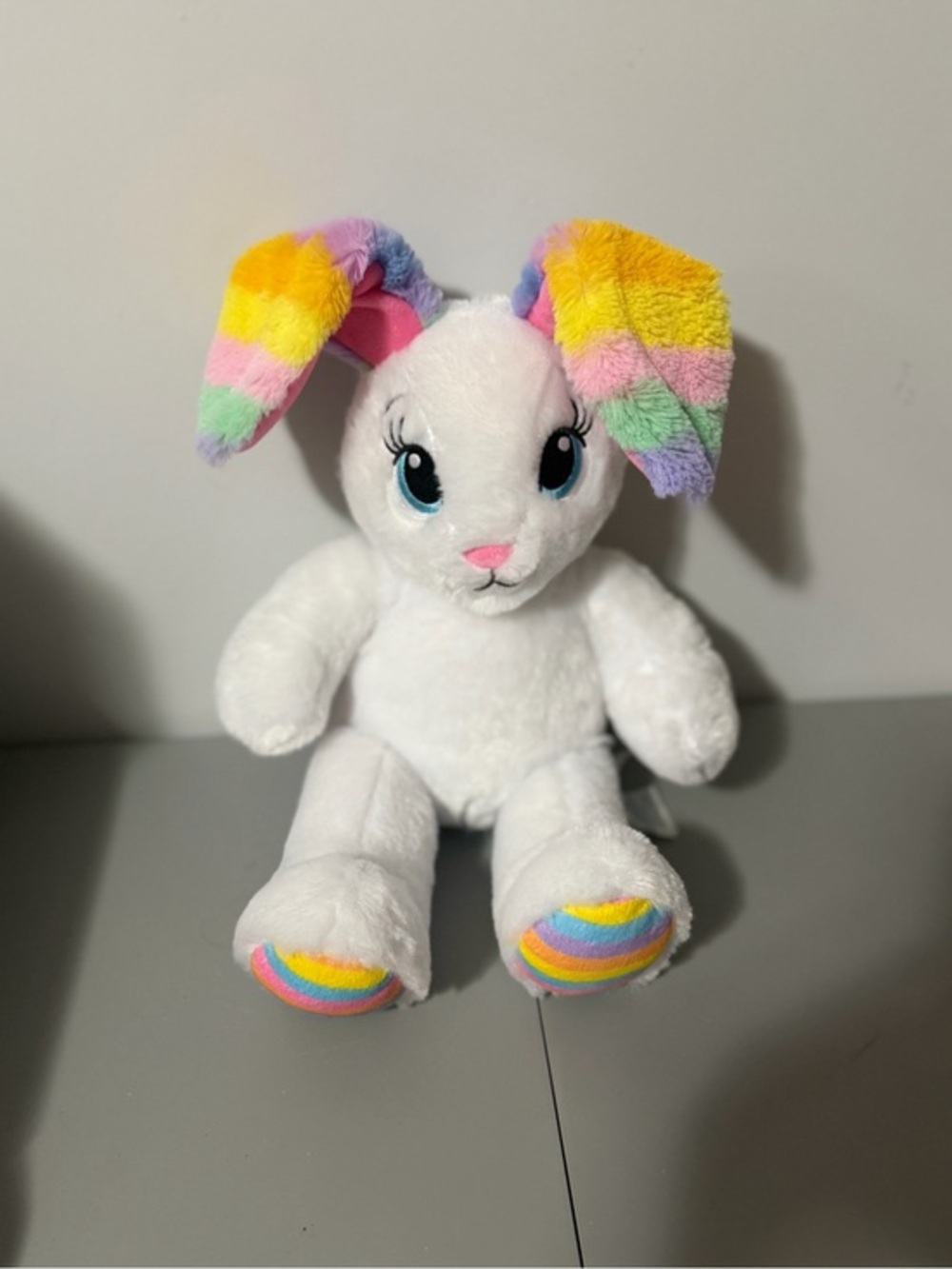 Build A Bear Sweet Stripes Easter Bunny Rainbow Ears Feet 16” Limited Edition